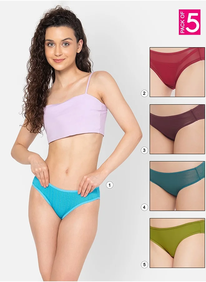 كلوفيا Clovia Pack of 5 Low Waist Bikini Panty