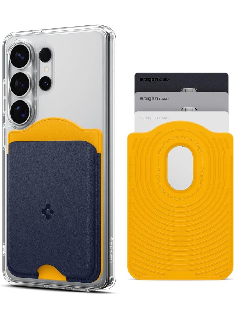 Spigen Nano Pop (MagFit) for Samsung Galaxy S26 / S25 series MagSafe Wallet Card Holder [3 Cards] with Magnetic Case only and MagSafe compatible with iPhone 16/15/14/13/12 Models - Blueberry Navy - Image 1
