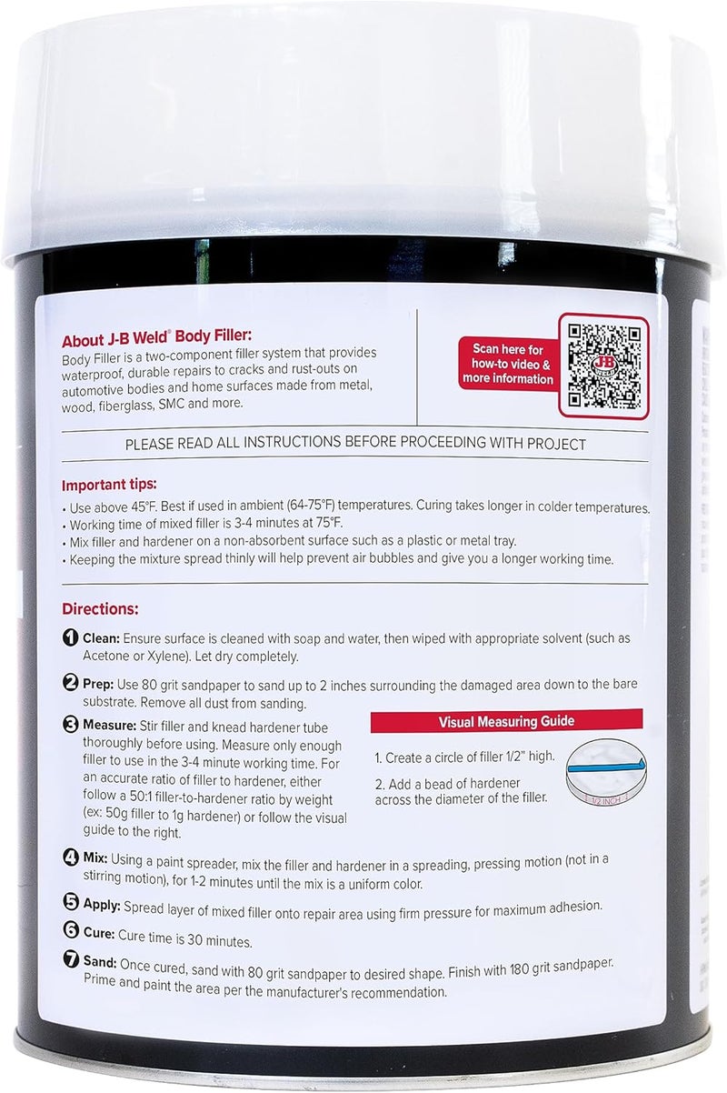 J-B Weld Body Filler - 1 Gallon - Automotive & Home - Image 2