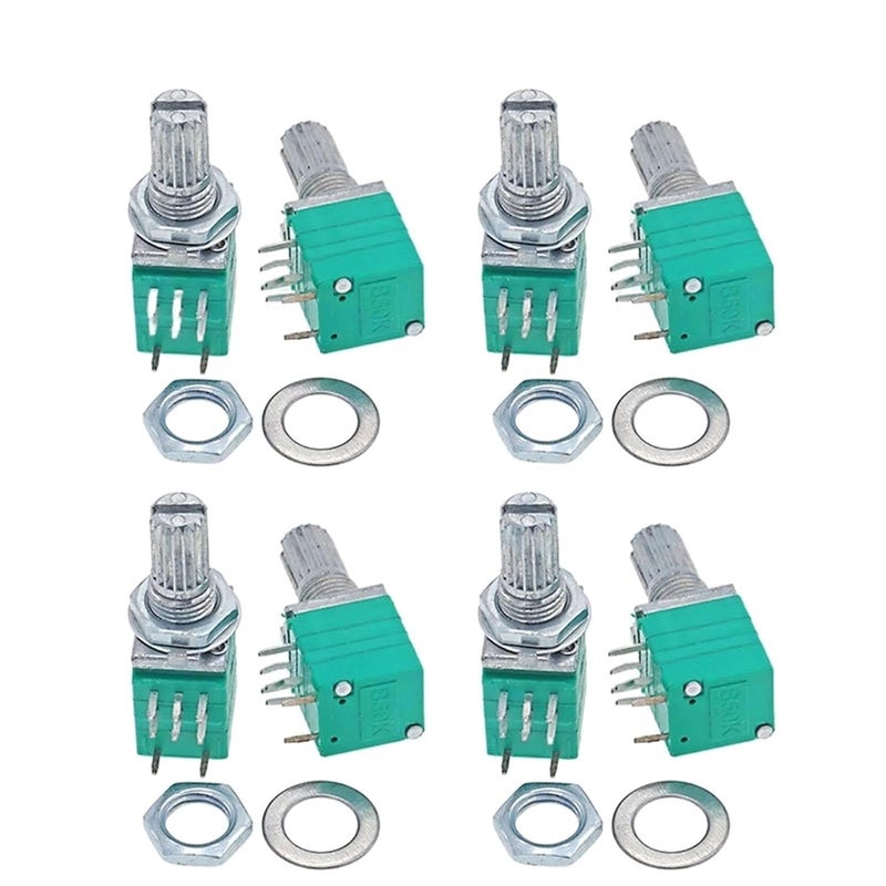 50pcs RV097NS 50K 10K 100K Single Linked Potentiometer B50K B10K B100K with a Switch Audio 8pin Shaft 15mm Power Amplifier(100K Ohm)