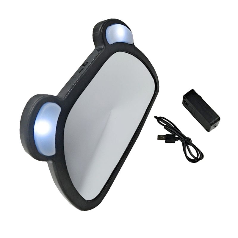 🚗 طقم مرآة مراقبة مقعد السيارة مع إضاءة LED للآباء - Image 2