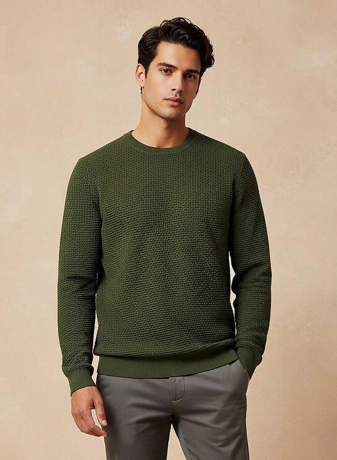 Splash FAV Textured Sweater with Crew Neck