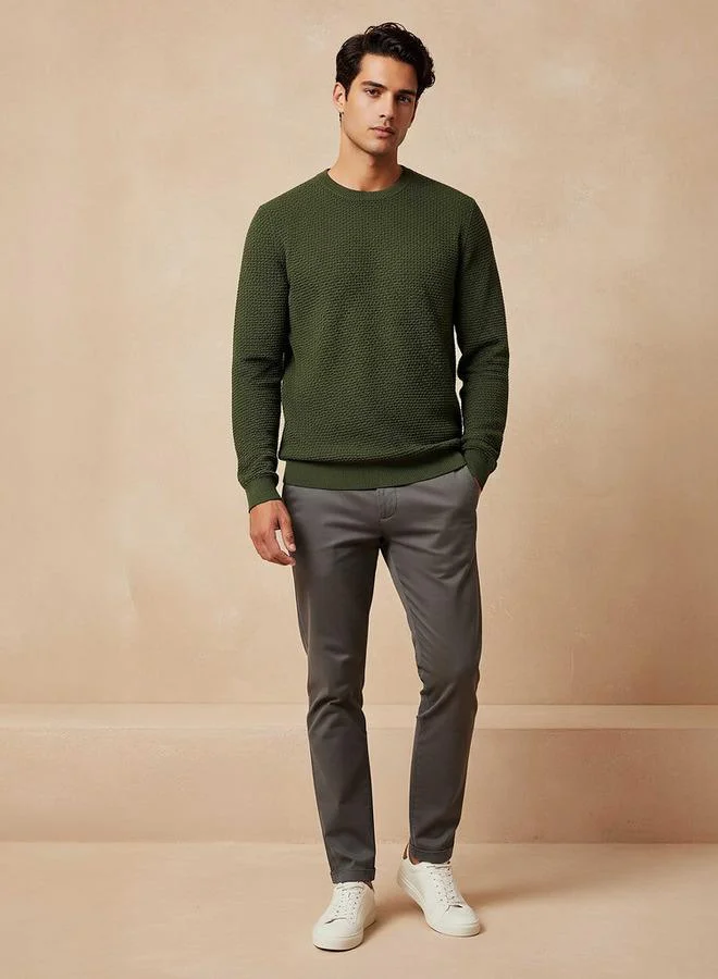 Splash FAV Textured Sweater with Crew Neck