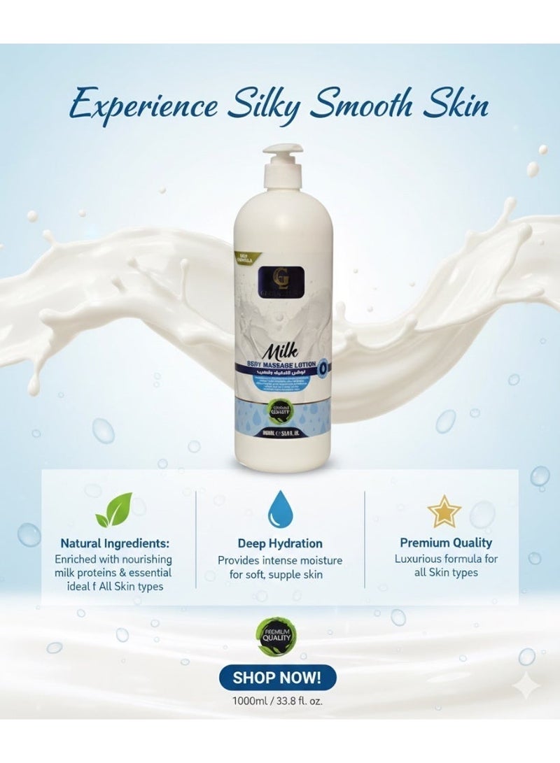 Global Lush Milk Body Massage Lotion 1000ml – Nourishing & Hydrating Lotion for Soft, Smooth Skin, Enriched with Milk Proteins and Essential Moisturizers - Image 2