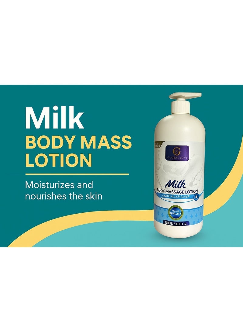 Global Lush Milk Body Massage Lotion 1000ml – Nourishing & Hydrating Lotion for Soft, Smooth Skin, Enriched with Milk Proteins and Essential Moisturizers - Image 3