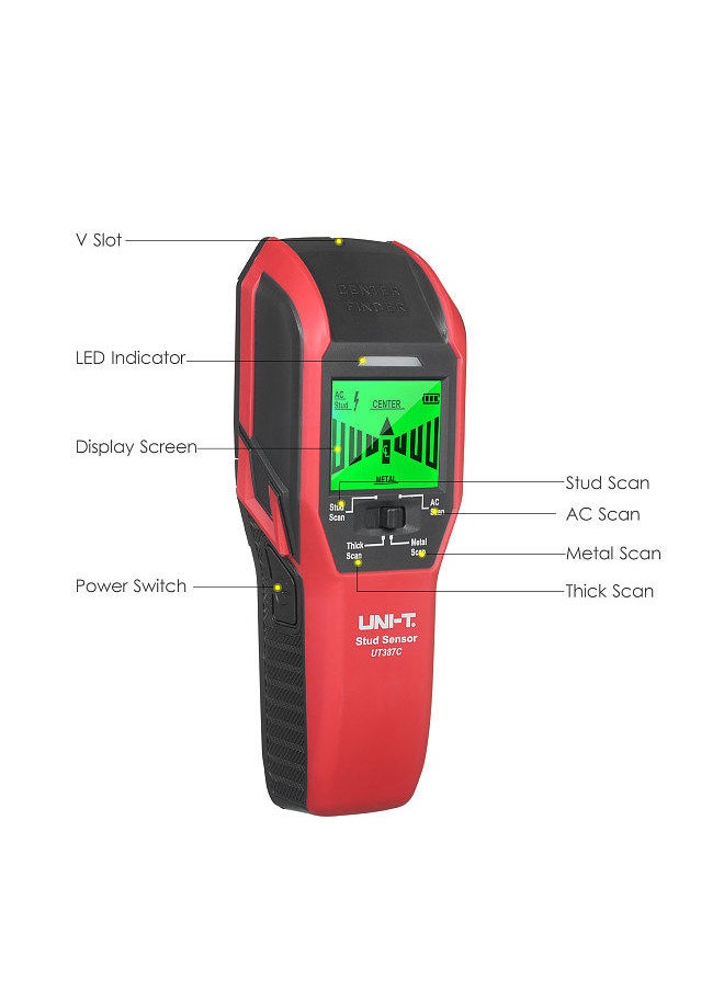 UNI-T - Stud Finder Wall Scanner Stud Detector Digital Wall Detector Metal Detector AC Wire Detector 2-inch LCD Digital Wood Center Finding Metal Studs and AC Cable Live Wire Scanner Warning Detection - Image 1