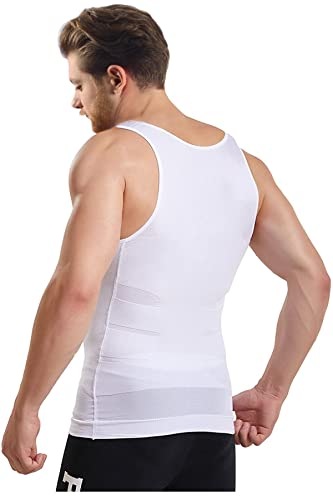 Mistirik 2X Compression Shirts for Men - Mens Slimming Body Shaper Vest - Tight Tank Top for Men - Compression Shirt Tank Top (White-White, XXL) - Image 5