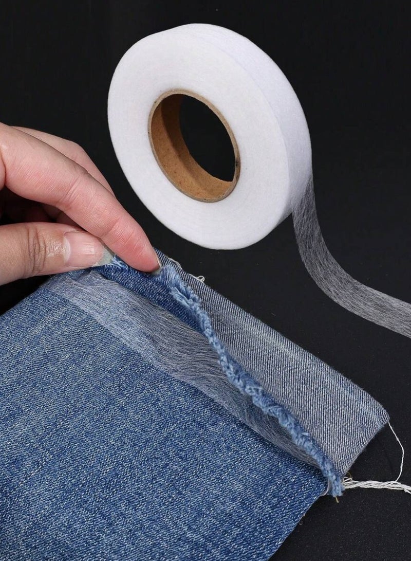 ماركة غير محددة Strong Washable Shortening Tape, Heat Fusion Tape for Shortening Clothes, Fabric Ironing Tape for Repairing Curtains, Clothes, Pants, Pillowcases, Double-Sided Adhesive Lining, No Detail Shortening  - Image 1