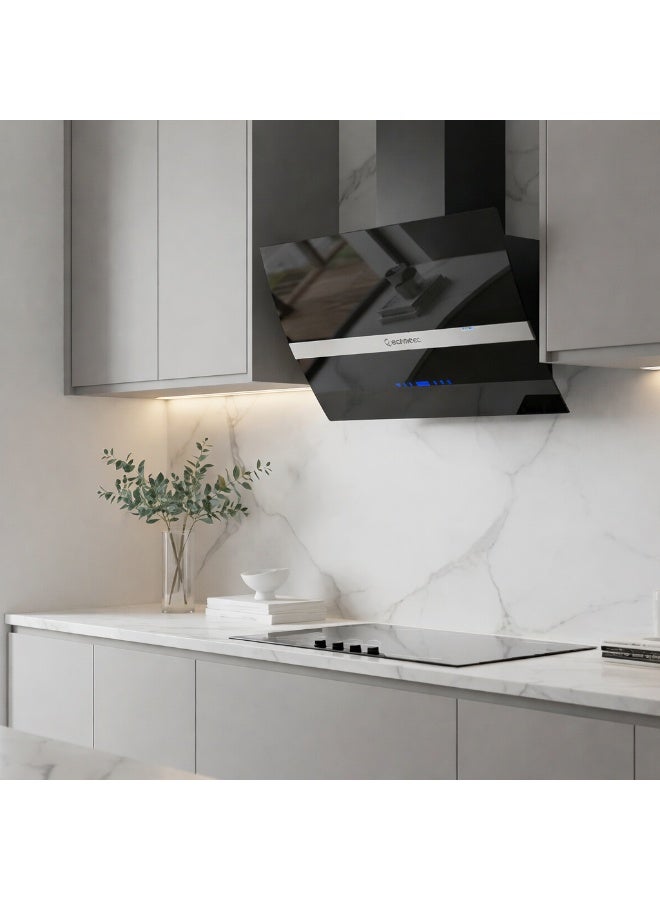 إيكو ماتك شفاط مطبخ 90 سم– كريستال أسود تاتش – 3 سرعات – قوة 1000 م³/الساعة – تايمر إغلاق أوتوماتيك – فلتر معدني + كربون – إضاءة LED – تشغيل داخلي وخارجي H910NATBLX - Image 2