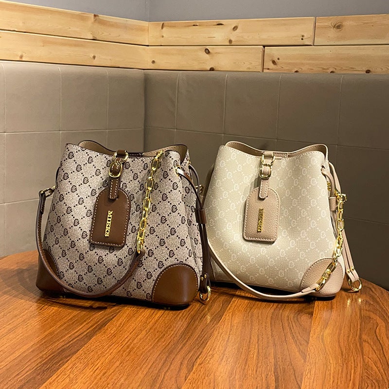 High-Quality Printed Fashion Bucket Bag Contrasting Color Women'S Handbag Versatile Chain Shoulder Crossbody Bag - Image 5