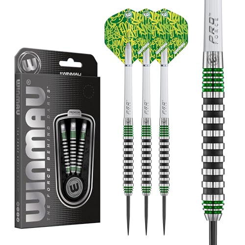 WINMAU Advance 500 Series Tungsten Green 22 Gram Steeltip Darts Set with Flights and Shafts (Stems) - Image 1