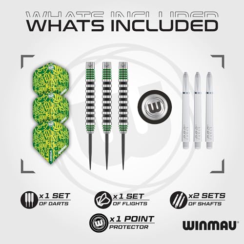 WINMAU Advance 500 Series Tungsten Green 22 Gram Steeltip Darts Set with Flights and Shafts (Stems) - Image 2