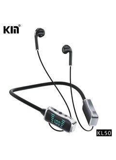 KIN KL50 Bluetooth Neckband Earphones 48H Playtime With LED Display TF Card Slot Multi Functional Button Control Black  - Image 1