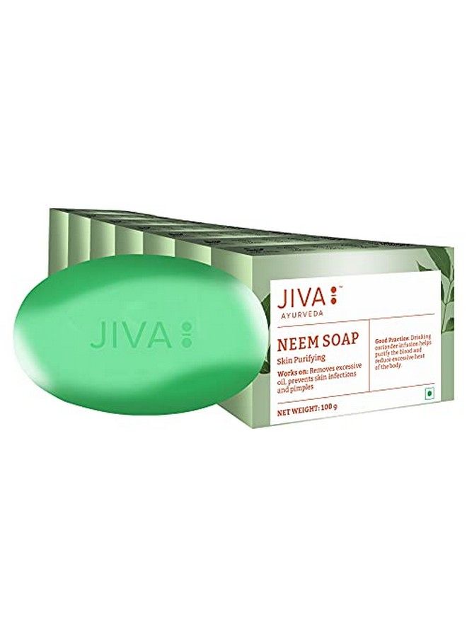 Jiva صابون النيم الأيورفيدي يزيل الزيوت الزائدة ويساعد في علاج حب الشباب 100 جرام عبوة من 7 قطع - Image 1