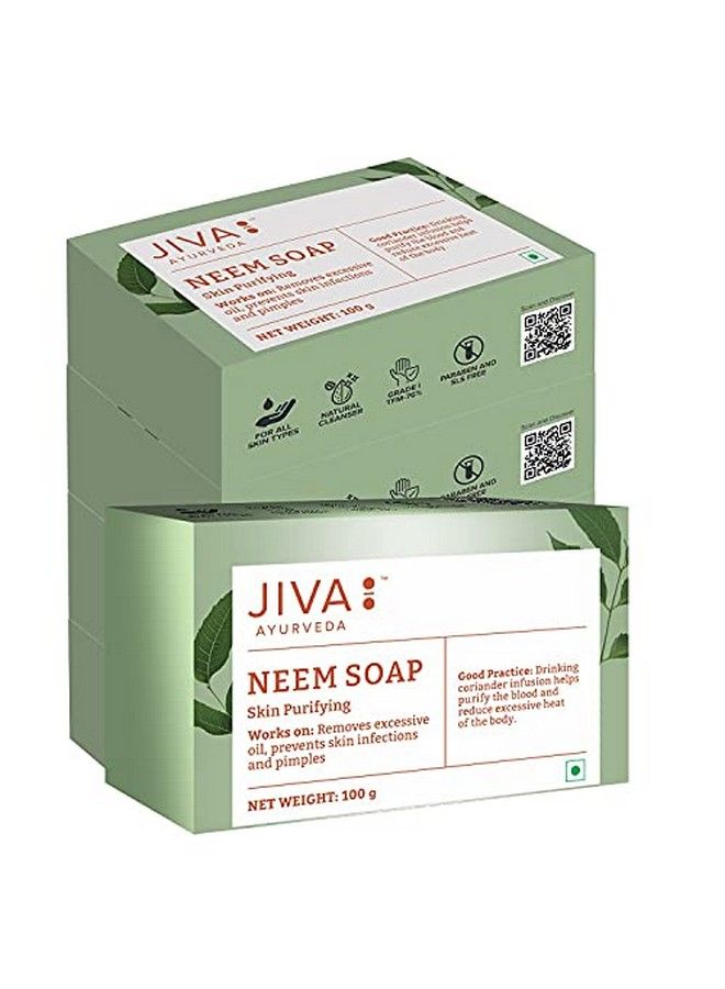 Jiva صابون النيم الأيورفيدي يزيل الزيوت الزائدة ويساعد في علاج حب الشباب 100 جرام عبوة من 7 قطع - Image 4