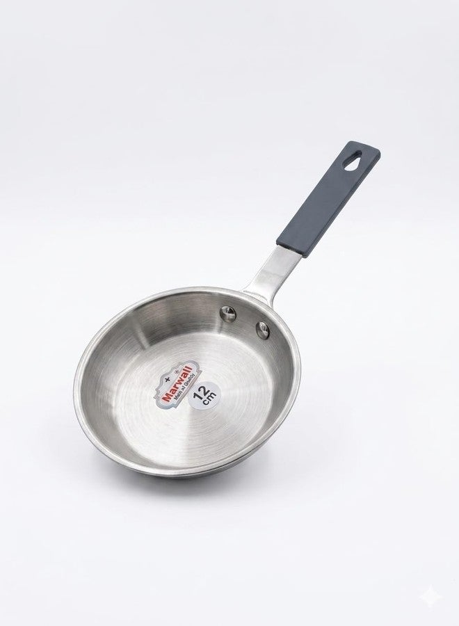 MARWALL Triply Stainless Steel Mini/Baby/Small Size | Induction Friendly | 2.5mm Thickness | Cool Touch Silicone Stainless Steel Handle (Silver, 250ml, Triply Stainless Steel) - Image 1