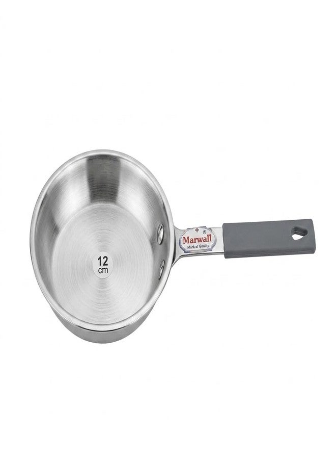 MARWALL Triply Stainless Steel Mini/Baby/Small Size | Induction Friendly | 2.5mm Thickness | Cool Touch Silicone Stainless Steel Handle (Silver, 250ml, Triply Stainless Steel) - Image 3