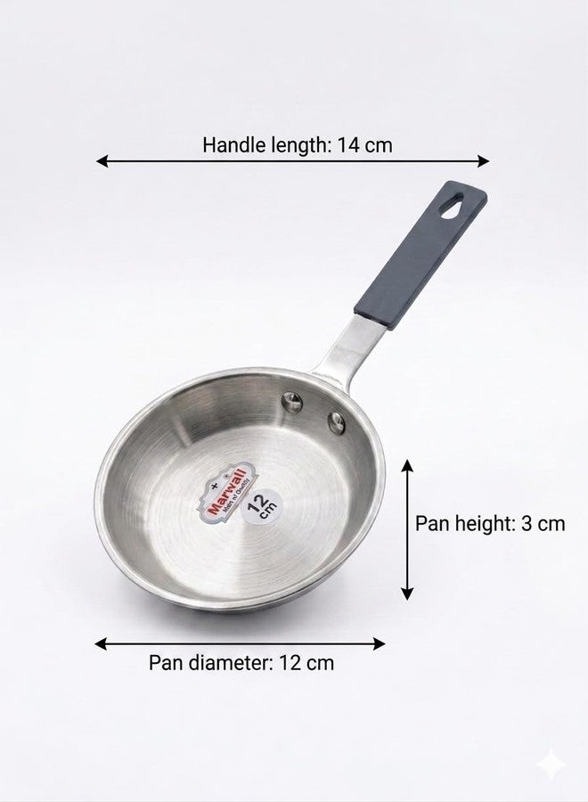 MARWALL Triply Stainless Steel Mini/Baby/Small Size | Induction Friendly | 2.5mm Thickness | Cool Touch Silicone Stainless Steel Handle (Silver, 250ml, Triply Stainless Steel) - Image 2