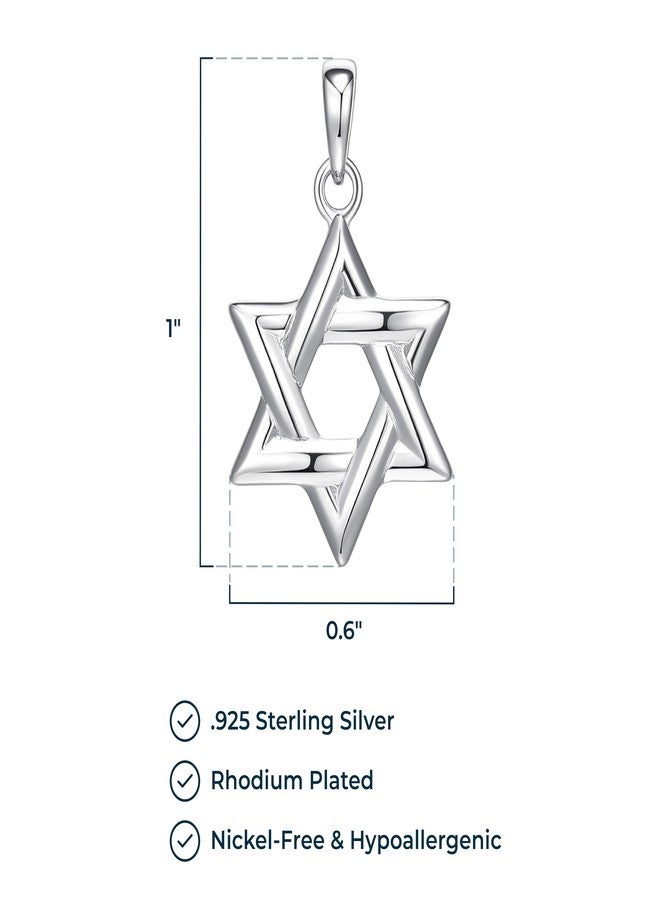 مورجان آند بايدج قلادة مورغان آند بيج من الفضة الإسترليني عيار 925 مطلية بالروديوم، بتصميم نجمة داود، للنساء - قلادة خفيفة الوزن بتصميم نجمة، قلادة بسيطة وأنيقة، هدية مثالية لليهود، سلسلة سنغافورية بطول 18 بوصة - Image 3