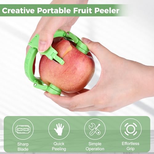 Nicerice Portable Handheld Apple Peeler,New Upgraded Adjustable Fruit Peeler,Quickly Peeling Machine for Fruits,Mini Kitchen Peelers for Potato,Apple,Pear,Peach (1, Green) - Image 2