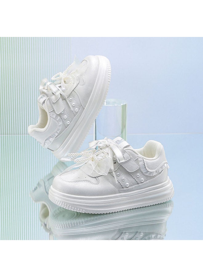 Annil Girls' Sneakers Leather White Shoes For Big Kids, Soft-soled Lightweight Campus Casual Shoes For Girls, Autumn New Loafers - Image 3
