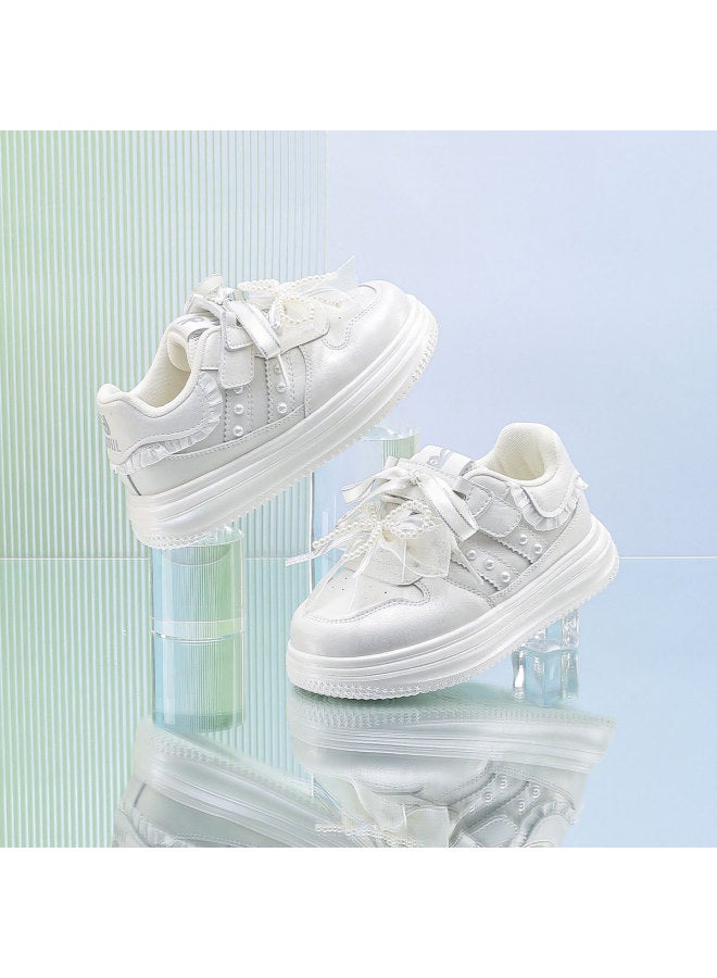 Annil Girls' Sneakers Leather White Shoes For Big Kids, Soft-soled Lightweight Campus Casual Shoes For Girls, Autumn New Loafers - Image 5