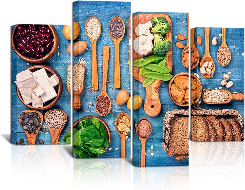 BPA 4 Piece Healthy Food Canvas Wall Art - Image 1