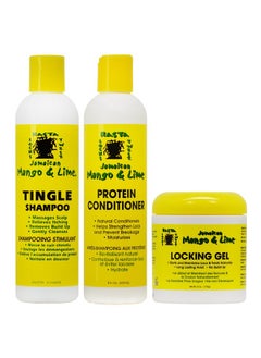 Jamaican Mango & Lime Tingle Shampoo + Protein Conditioner 8 Oz + Locking Gel 6 Oz Set (12444) 