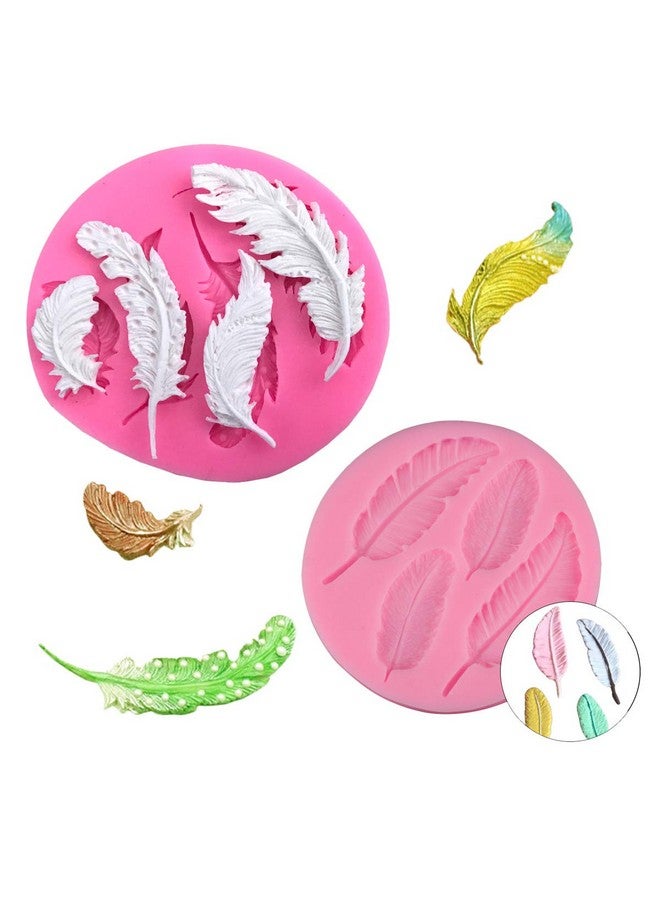 AKOAK 2 Pcs Feather Silicone Fondant Molddiy Handmade Baking Tools For Fondant Chocolate Candy Cake Decoration Polymer Clay And Crafting - Image 2