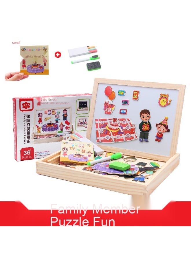 لوحة رسم مزدوجة الجوانب للأطفال مع قطع مغناطيسية مميزة