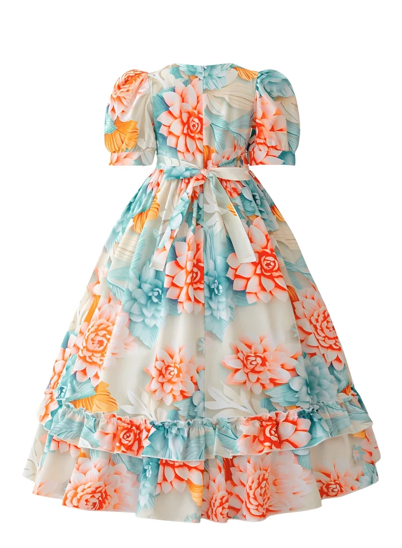 D'Daniela D' Daniela - Flowered Grace Abaya Dress - Multicolor