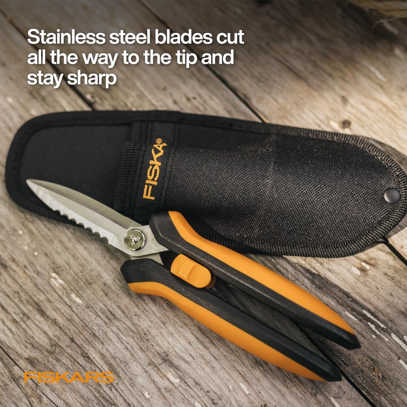 Fiskars Pruning Shears for Gardening, Multipurpose 8" Garden Shears with Sheath and SoftGrip Handle, Great for cutting Nursery Pots, Bags, and Wire - Image 5