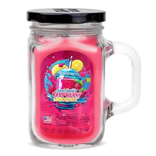 Beamer Candle Co. - Aunt Suzie’s Raspberry Lemonade – Raspberries, Lemon, Sugar - Sweet Raspberry & Zesty Lemon Scent - Odor Eliminating - High Fragrance - Large 12oz Mason Jar - 90 Hour Burn Time - Image 2