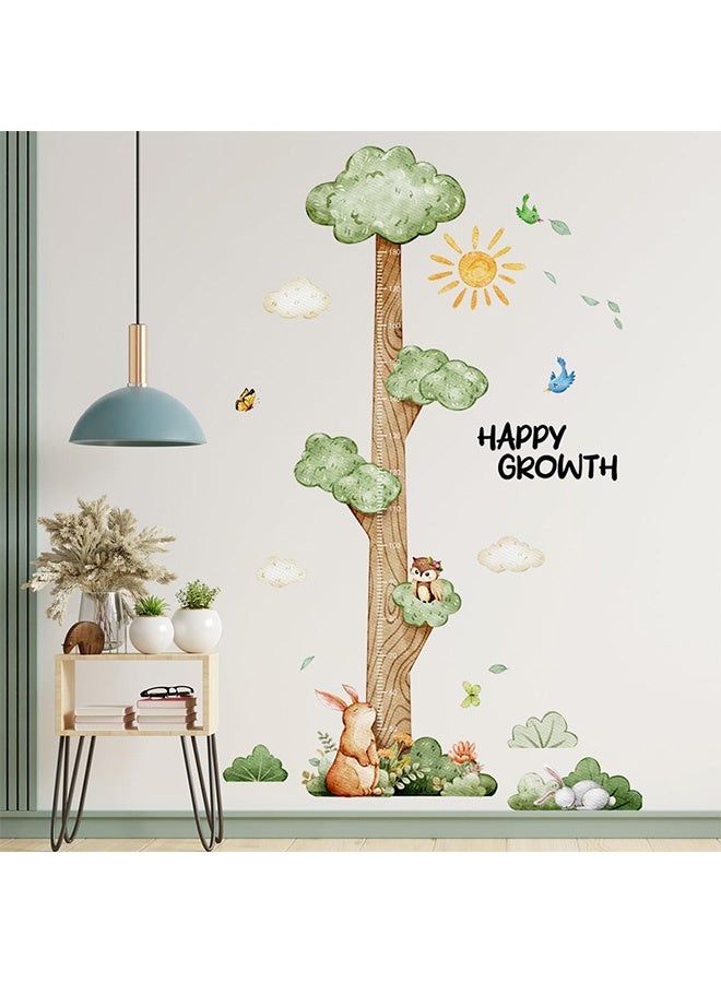 RATSAW Cartoon Height Growth Chart, Self-Adhesive Wall Sticker Forest Animals, for Kids Nursery, Bedroom Living Room, 50 - 180cm - Image 1