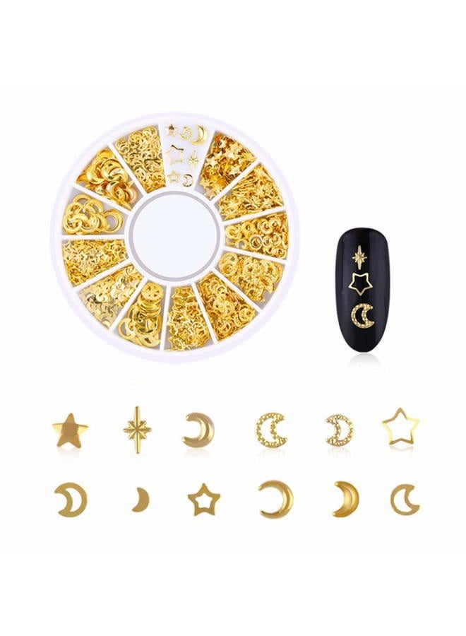 AKOAK 200Pcs 3D Alloy Nail Art Decorative Star and Moon Rivets, Mini Nail Accessories, Professional Nail Sticker Accessories - Image 1