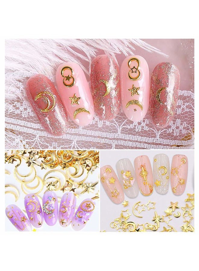 AKOAK 200Pcs 3D Alloy Nail Art Decorative Star and Moon Rivets, Mini Nail Accessories, Professional Nail Sticker Accessories - Image 5