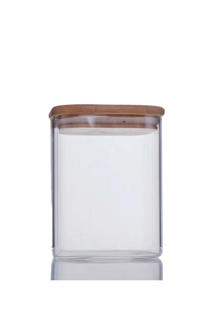 Clear Glass Storage Jar with Airtight Bamboo Lid - 1000ml Food Container for Pantry, Kitchen, Spices & More  - Image 1