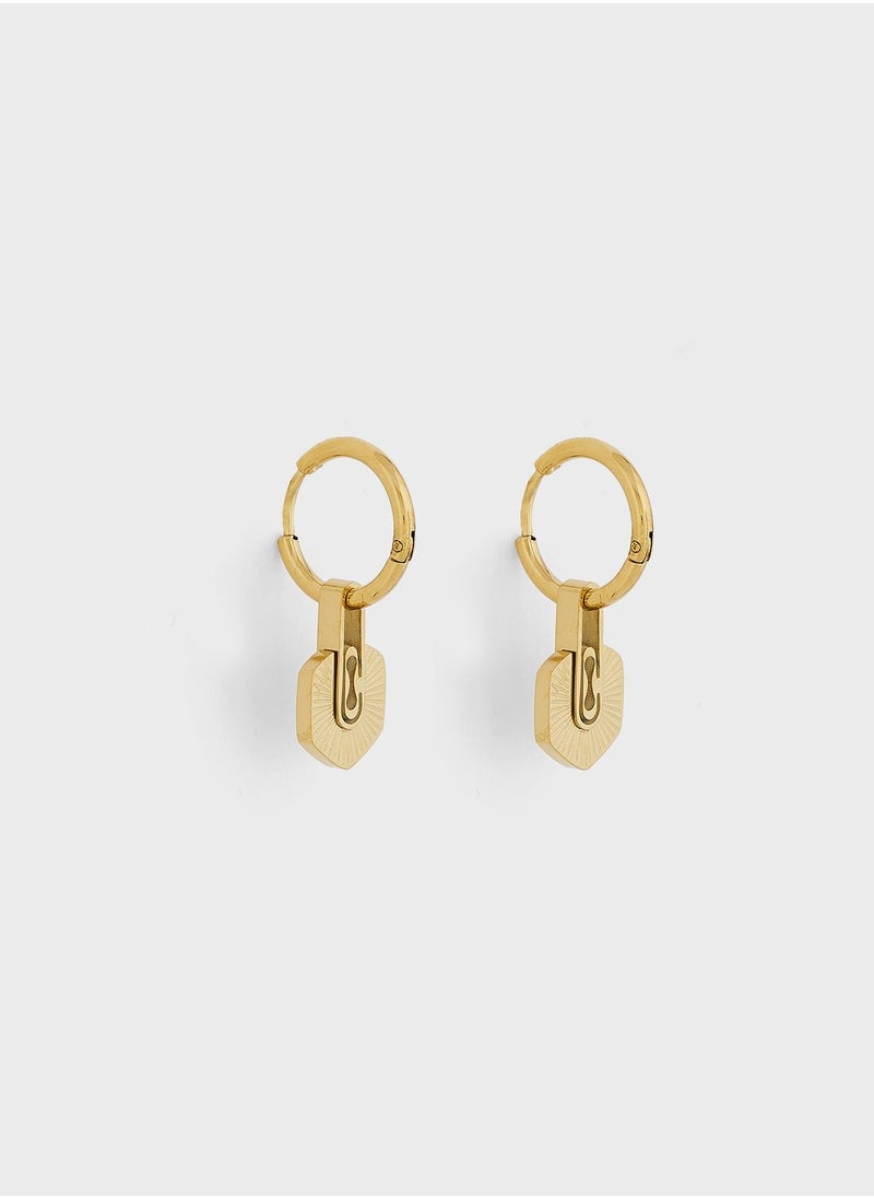 Lady Mauve OWEN P ATTERNED HEXAGON PENDANT EARRINGS  - Image 1