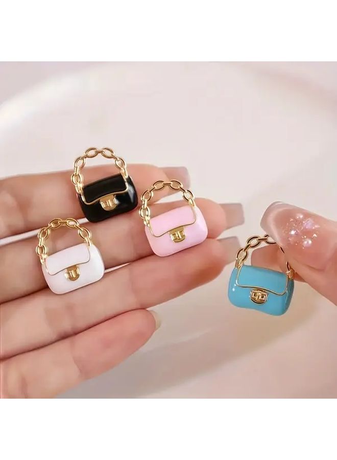 4pcs Mixed Color Mini Handbag Model House Decor Mini Bag Tray Chain Wallet Jewelry DIY Craft Ornament Fashion Accessory Birthday Party Gift For Best Friends - Image 2