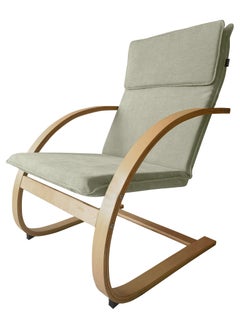 Moon Home and more.. Modern Bentwood Relaxing Chair Chenille Fabric Upholstered Relax Rocker Lounge Chair Beige  - Image 1