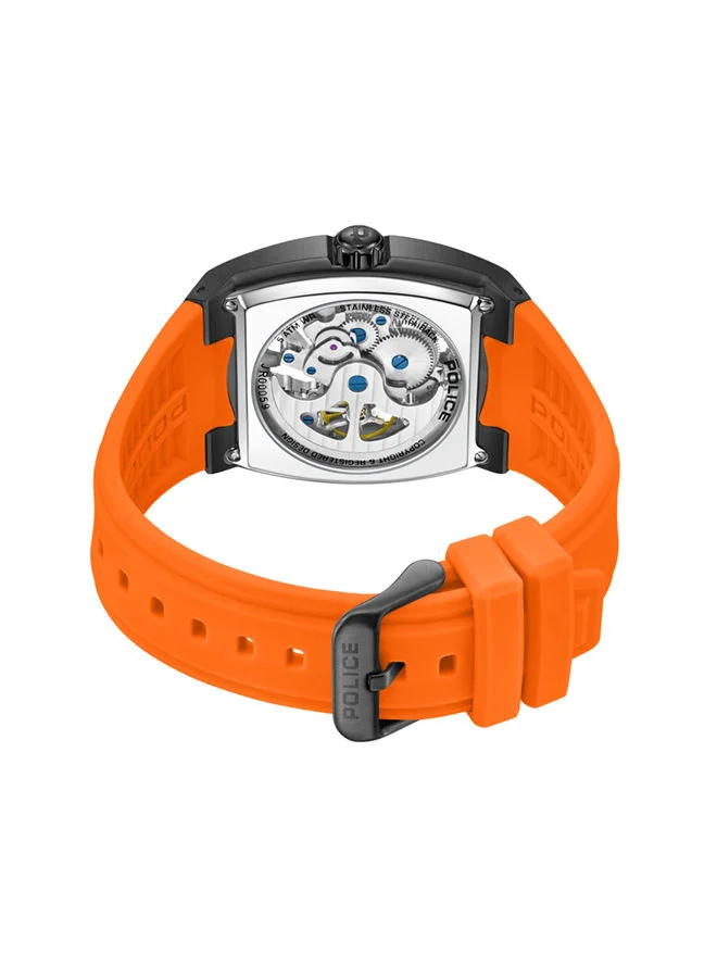 POLICE POLICE - Skeletor Watch For Men Black Dial With Orange Silicone Strap - PEWJR0005901