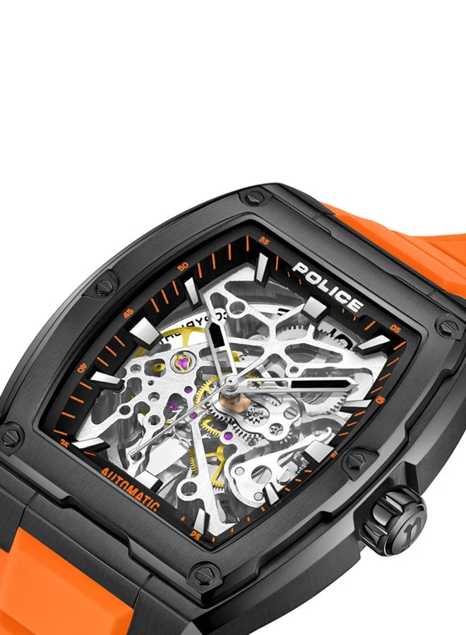 POLICE POLICE - Skeletor Watch For Men Black Dial With Orange Silicone Strap - PEWJR0005901