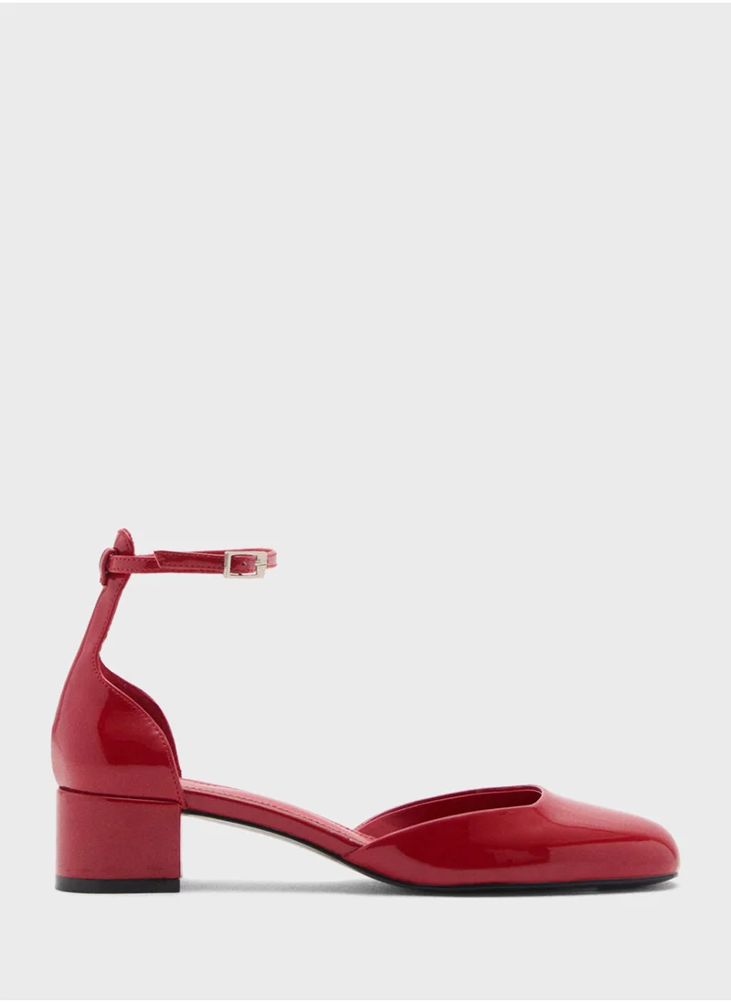 مانجو Patent Leather-Effect Heeled Shoes