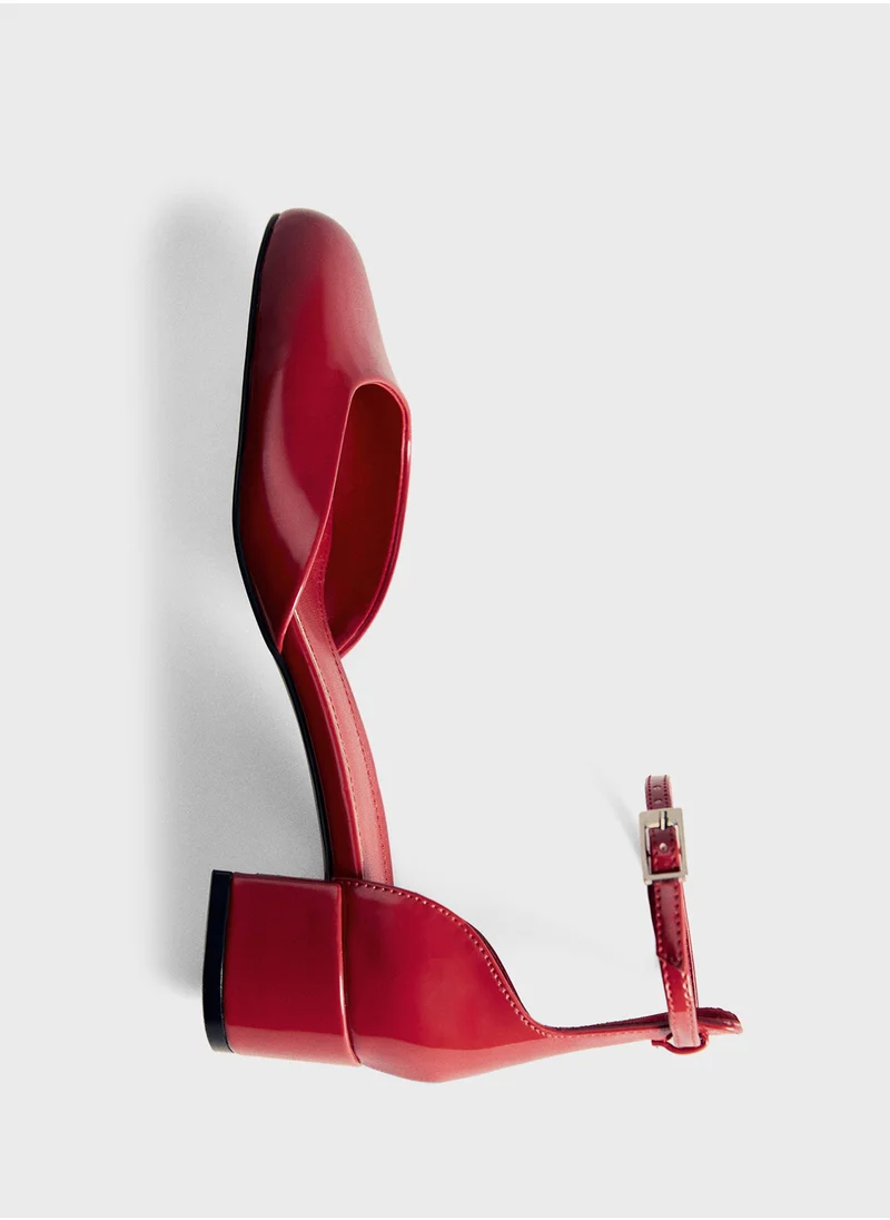 مانجو Patent Leather-Effect Heeled Shoes