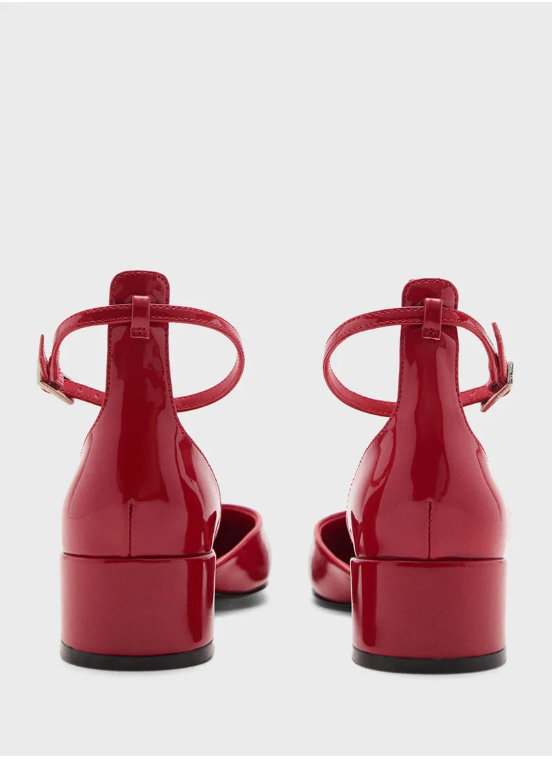 مانجو Patent Leather-Effect Heeled Shoes