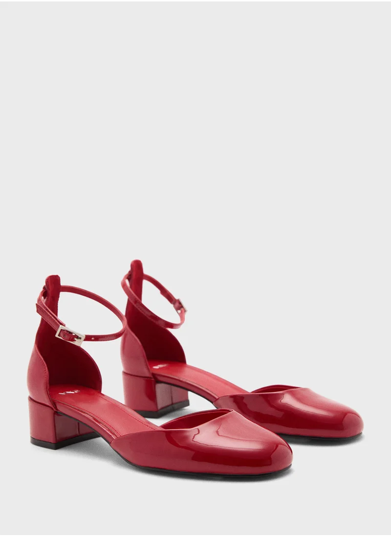 مانجو Patent Leather-Effect Heeled Shoes
