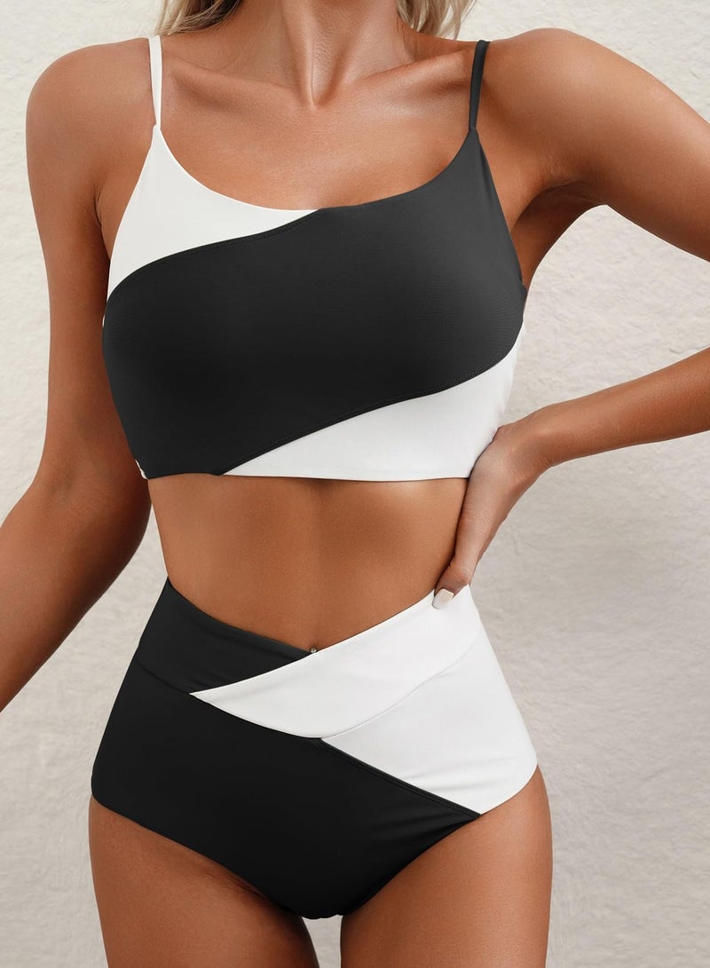Herseas Women Two Piece Swim Suits High Waisted Tummy Control Bikini Top with Bottom Push Up Modest Swimwear for Girls Cruise Essentials 2026 Summer White Small - Image 4