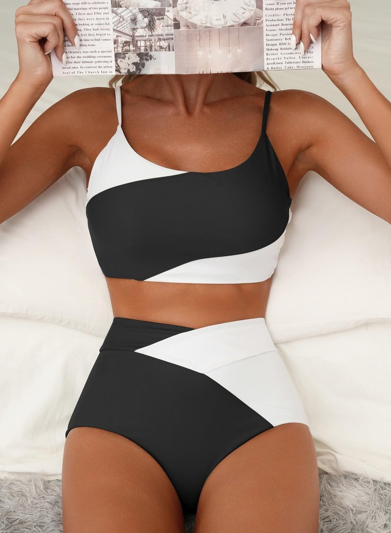 Herseas Women Two Piece Swim Suits High Waisted Tummy Control Bikini Top with Bottom Push Up Modest Swimwear for Girls Cruise Essentials 2026 Summer White Small - Image 5