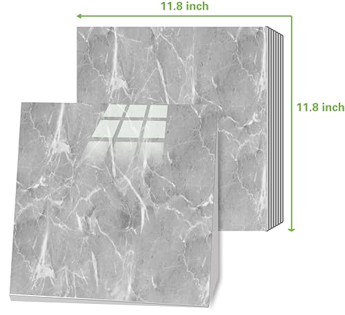 SHOWCOLOUR 10Sheet Peel and Stick Backsplash Marble Look 12X12 Self Adhesive Wall Tile Back Splashes for Kitchen Bathroom 1 Grey - Image 3