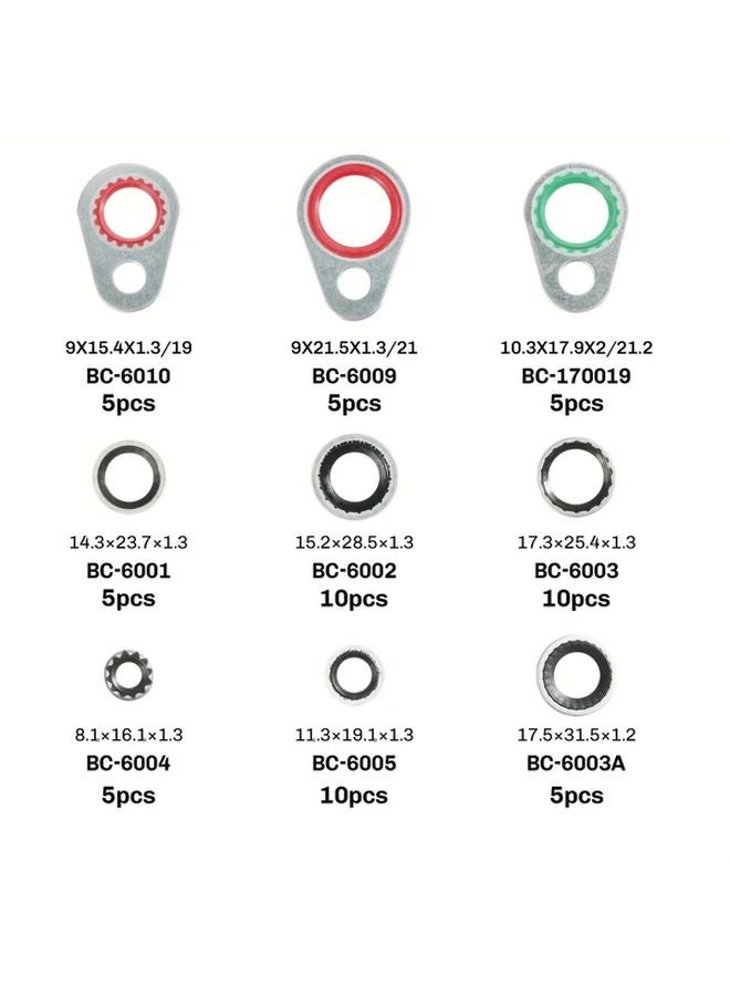 60 قطعة مجموعة أورينغ AC 9 مقاسات مجموعة جوانات ختم نظام تكييف الهواء بديل السيارات - Image 4